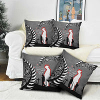 New Zealand ANZAC Day Pillow Cover 25th April Silver Fern With Poppy - Polynesian Pride