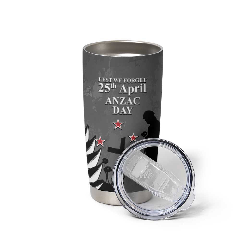 New Zealand ANZAC Day Tumbler Cup 25th April Silver Fern With Poppy