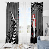 New Zealand ANZAC Day Window Curtain 25th April Silver Fern With Poppy