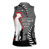 New Zealand ANZAC Day Women Sleeveless Polo Shirt 25th April Silver Fern With Poppy LT14 - Polynesian Pride
