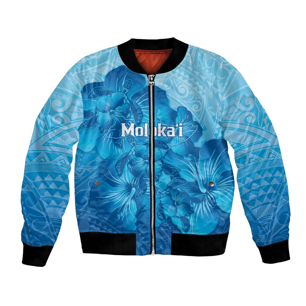 Aloha Hawaii Molokai Island Bomber Jacket Hibiscus Tribal Honu Hawaiian Tattoo