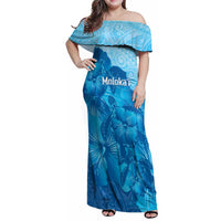 Aloha Hawaii Molokai Island Family Matching Off Shoulder Maxi Dress and Hawaiian Shirt Hibiscus Tribal Honu Hawaiian Tattoo