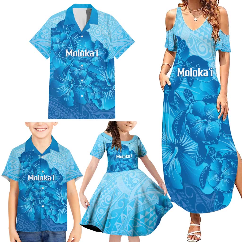 Aloha Hawaii Molokai Island Family Matching Summer Maxi Dress and Hawaiian Shirt Hibiscus Tribal Honu Hawaiian Tattoo
