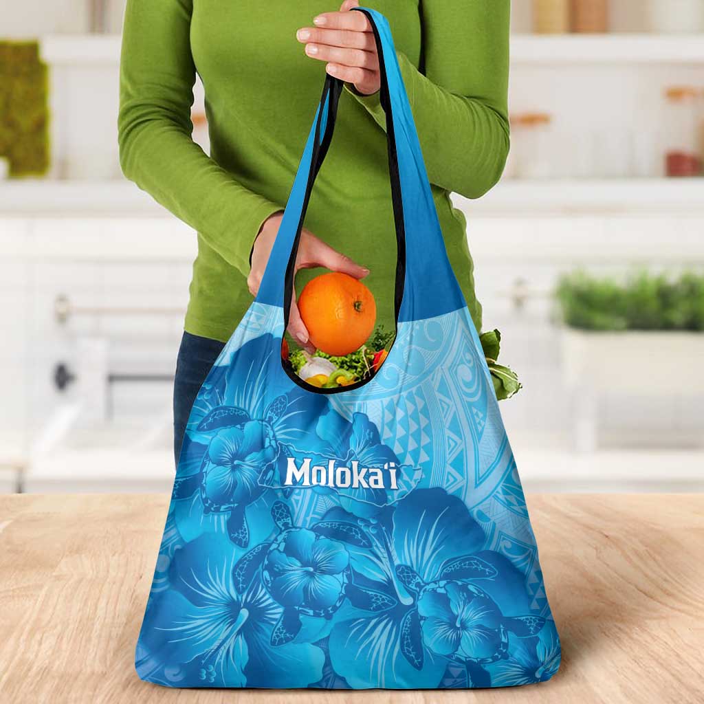 Aloha Hawaii Molokai Island Grocery Bag Hibiscus Tribal Honu Hawaiian Tattoo
