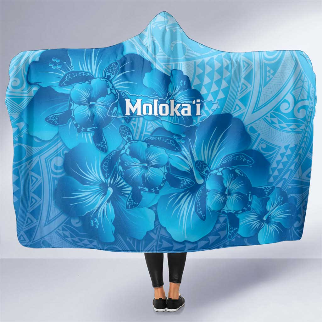Aloha Hawaii Molokai Island Hooded Blanket Hibiscus Tribal Honu Hawaiian Tattoo