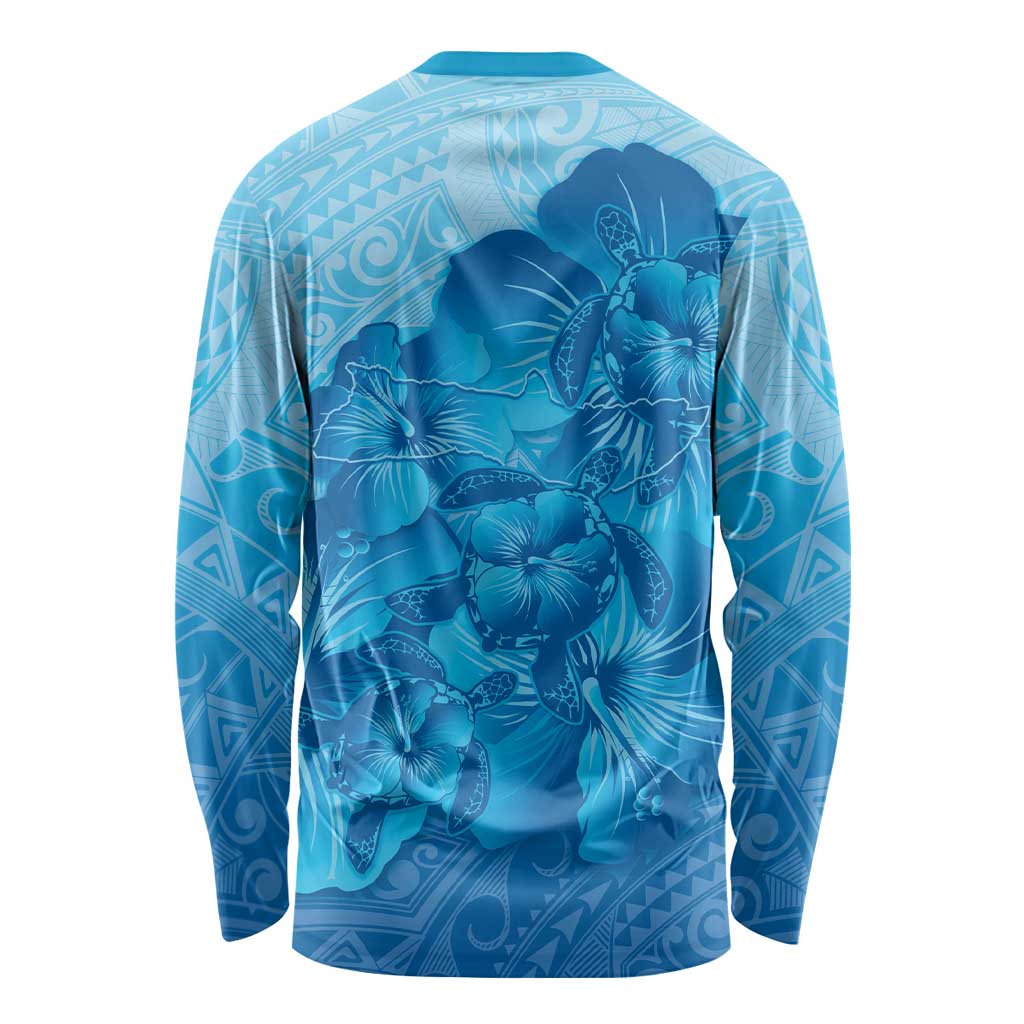 Aloha Hawaii Molokai Island Long Sleeve Shirt Hibiscus Tribal Honu Hawaiian Tattoo