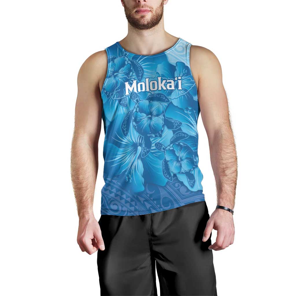 Aloha Hawaii Molokai Island Men Tank Top Hibiscus Tribal Honu Hawaiian Tattoo