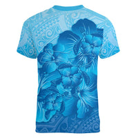 Aloha Hawaii Molokai Island Women V-Neck T-Shirt Hibiscus Tribal Honu Hawaiian Tattoo