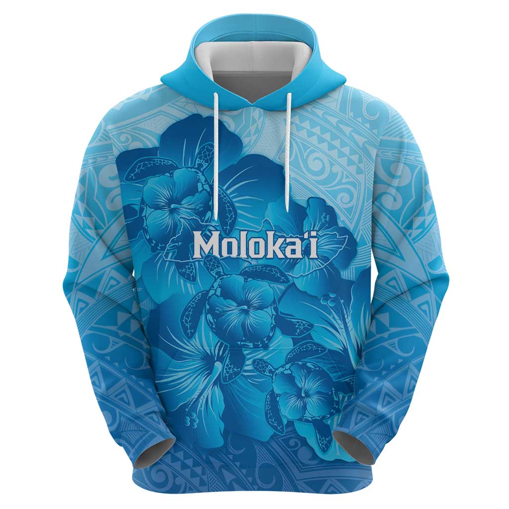 Aloha Hawaii Molokai Island Zip Hoodie Hibiscus Tribal Honu Hawaiian Tattoo