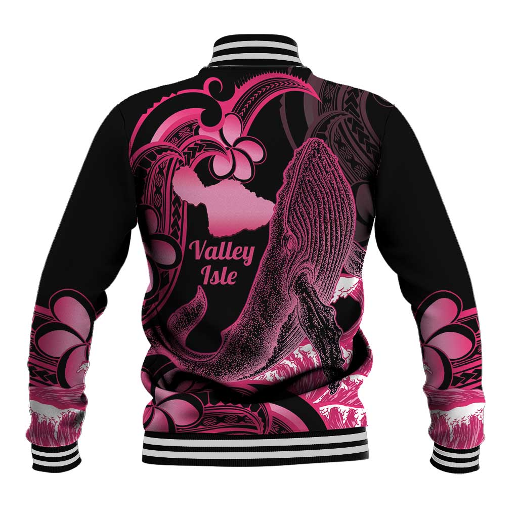 Aloha Hawaii Maui Baseball Jacket Valley Isle Humpback Whale Black