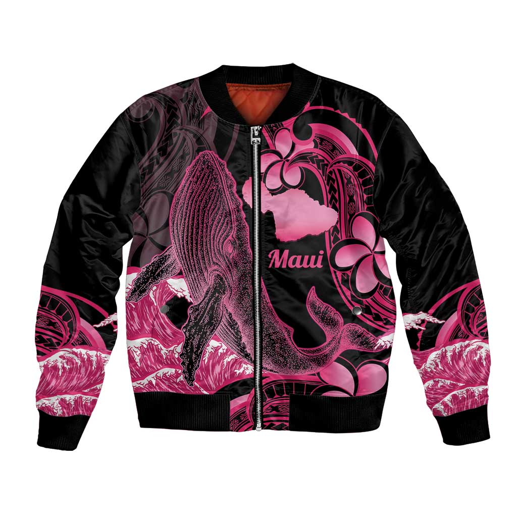 Aloha Hawaii Maui Bomber Jacket Valley Isle Humpback Whale Black