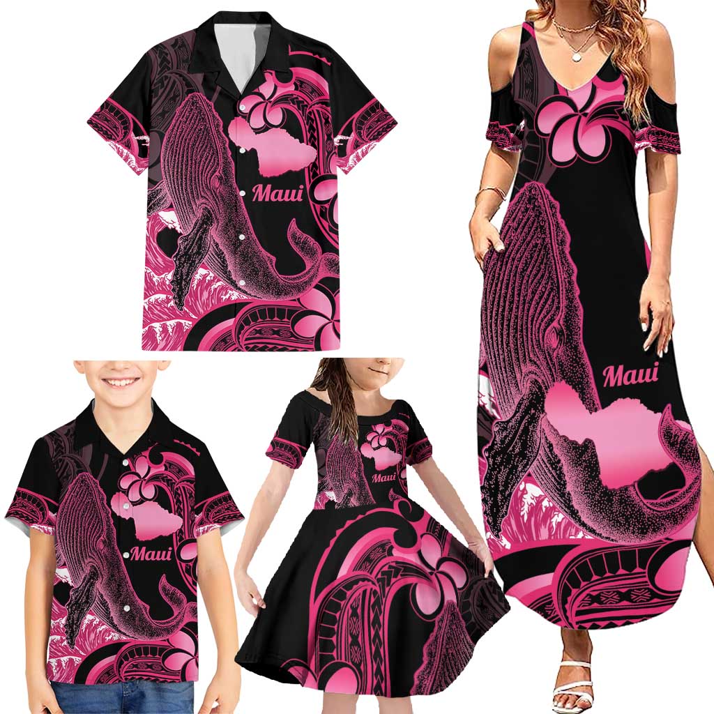 Aloha Hawaii Maui Family Matching Summer Maxi Dress and Hawaiian Shirt Valley Isle Humpback Whale Black