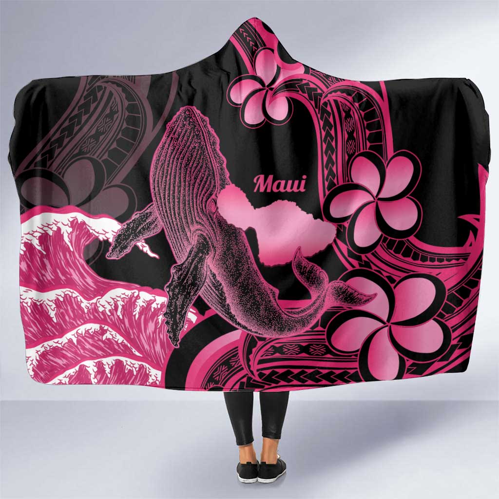 Aloha Hawaii Maui Hooded Blanket Valley Isle Humpback Whale Black