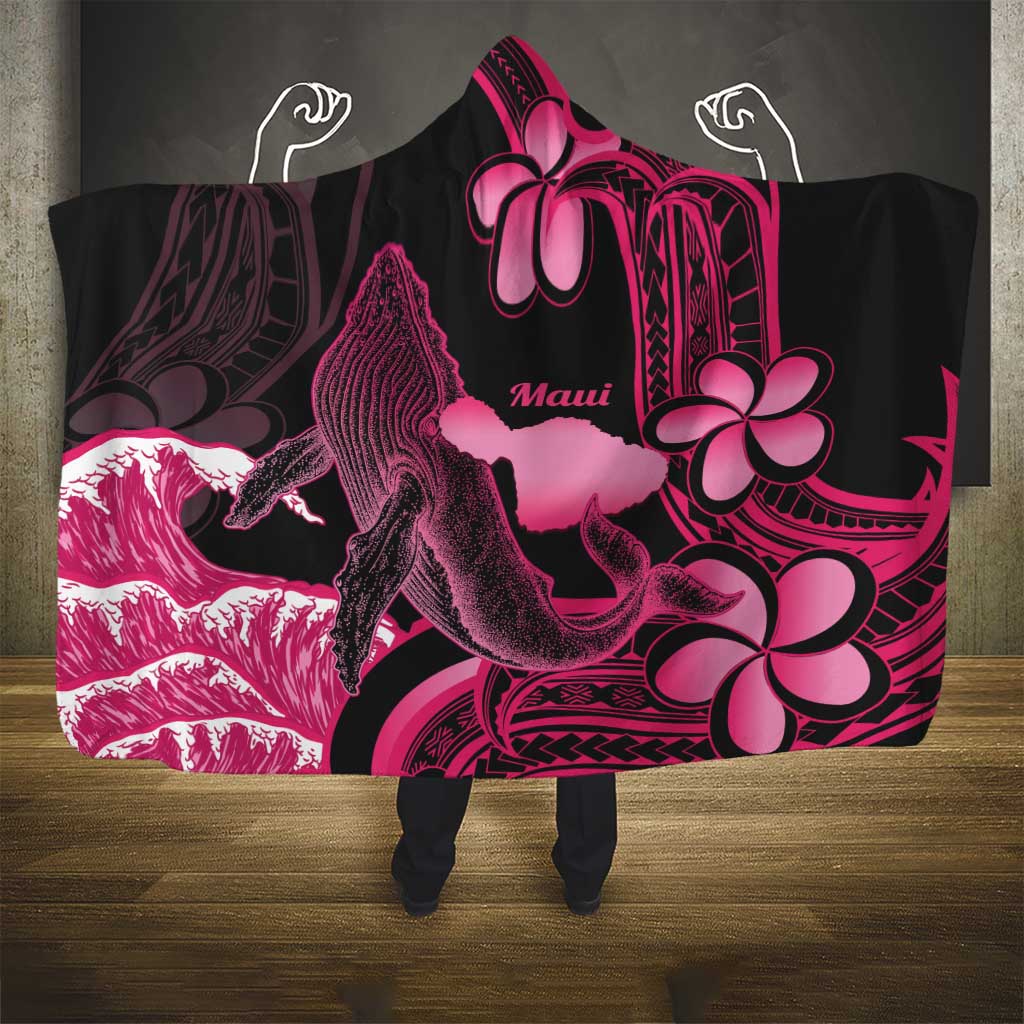 Aloha Hawaii Maui Hooded Blanket Valley Isle Humpback Whale Black