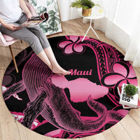 Aloha Hawaii Maui Round Carpet Valley Isle Humpback Whale Black