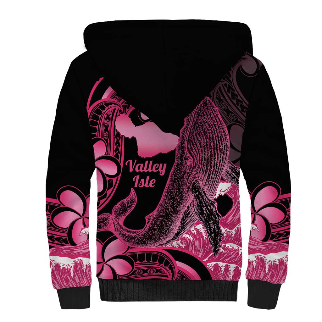 Aloha Hawaii Maui Sherpa Hoodie Valley Isle Humpback Whale Black