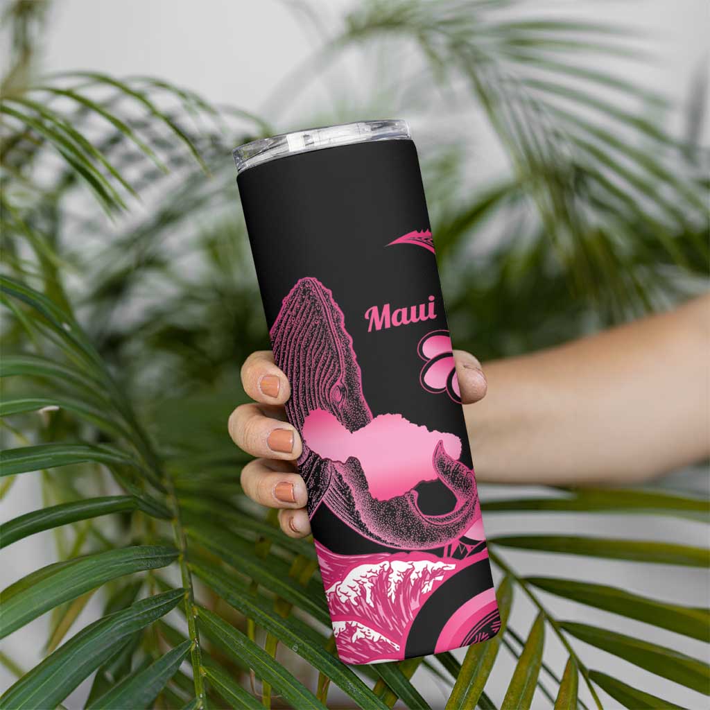 Aloha Hawaii Maui Skinny Tumbler Valley Isle Humpback Whale Black