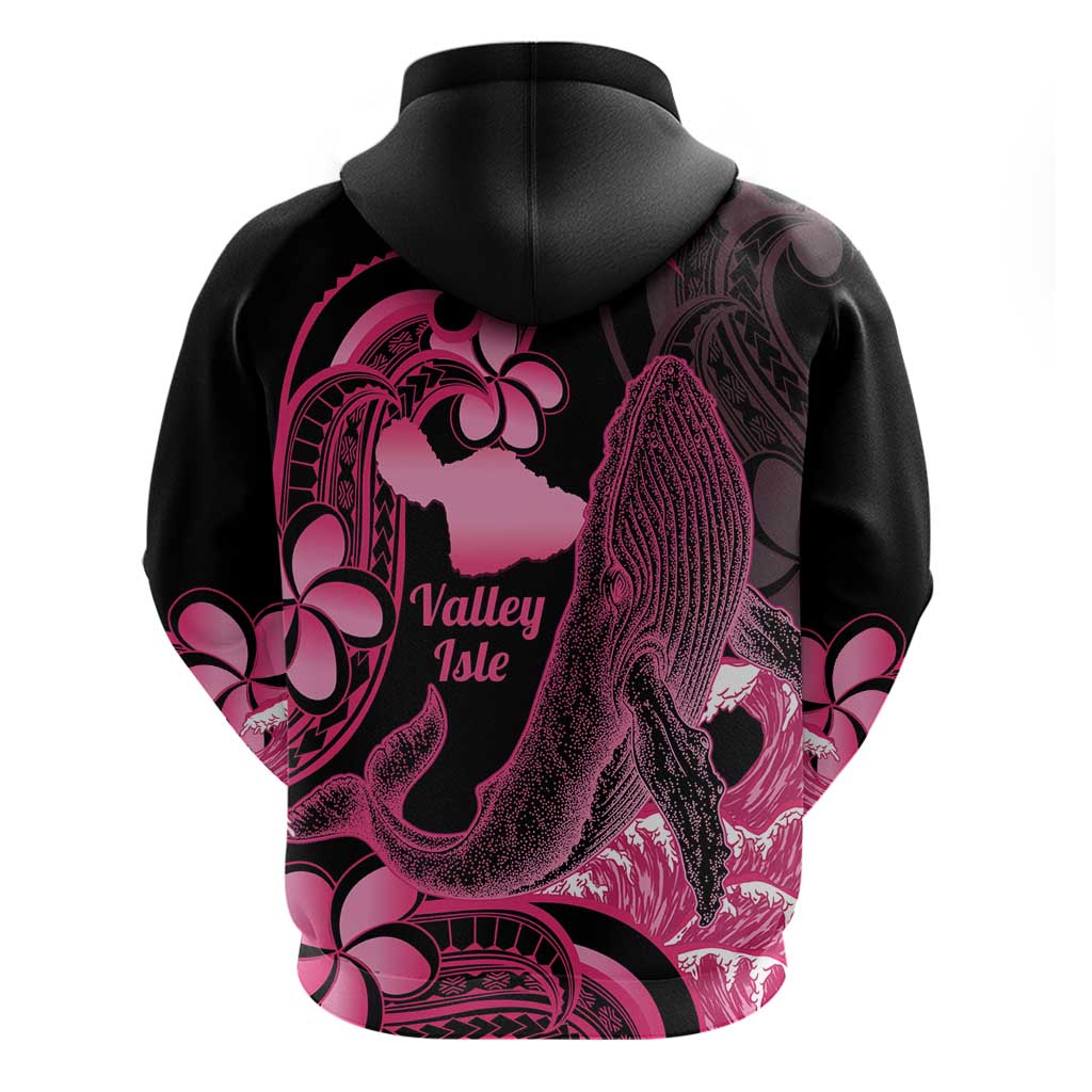 Aloha Hawaii Maui Zip Hoodie Valley Isle Humpback Whale Black