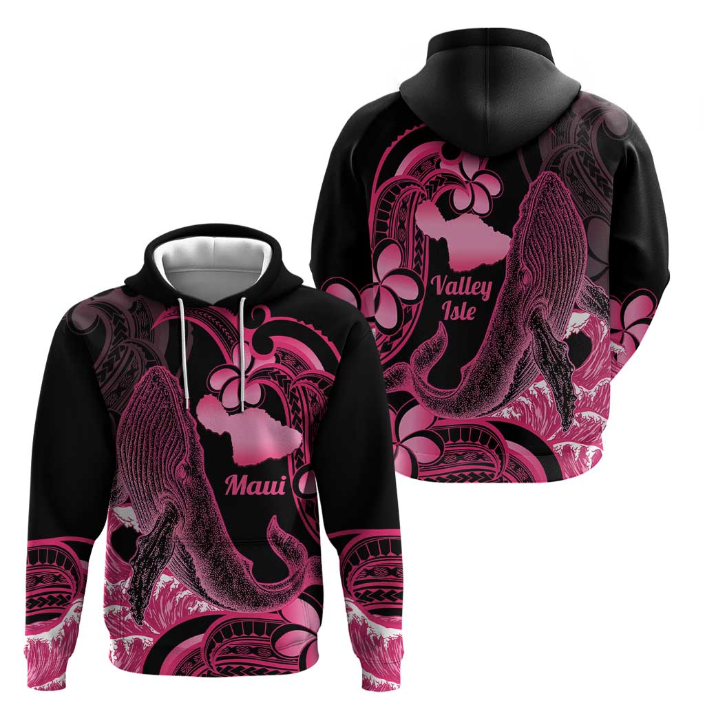 Aloha Hawaii Maui Zip Hoodie Valley Isle Humpback Whale Black