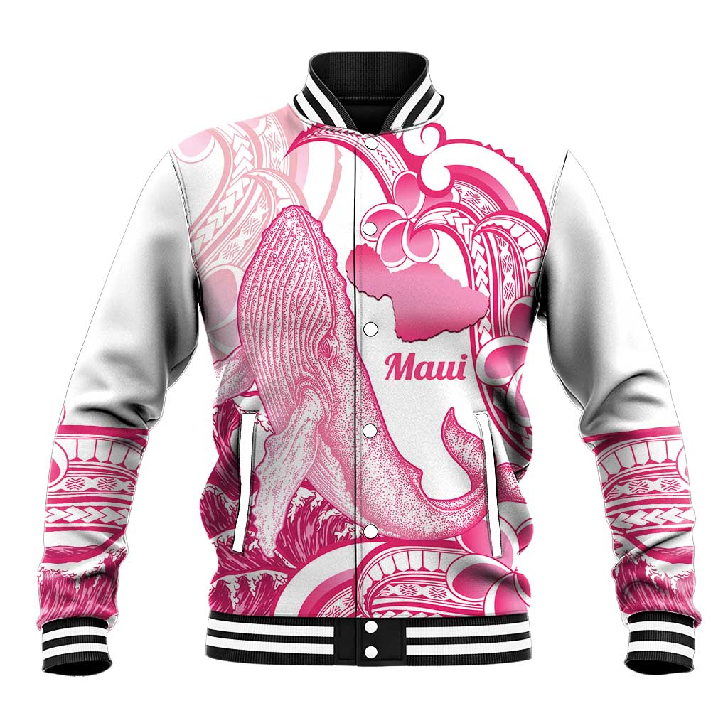 Aloha Hawaii Maui Baseball Jacket Valley Isle Humpback Whale White