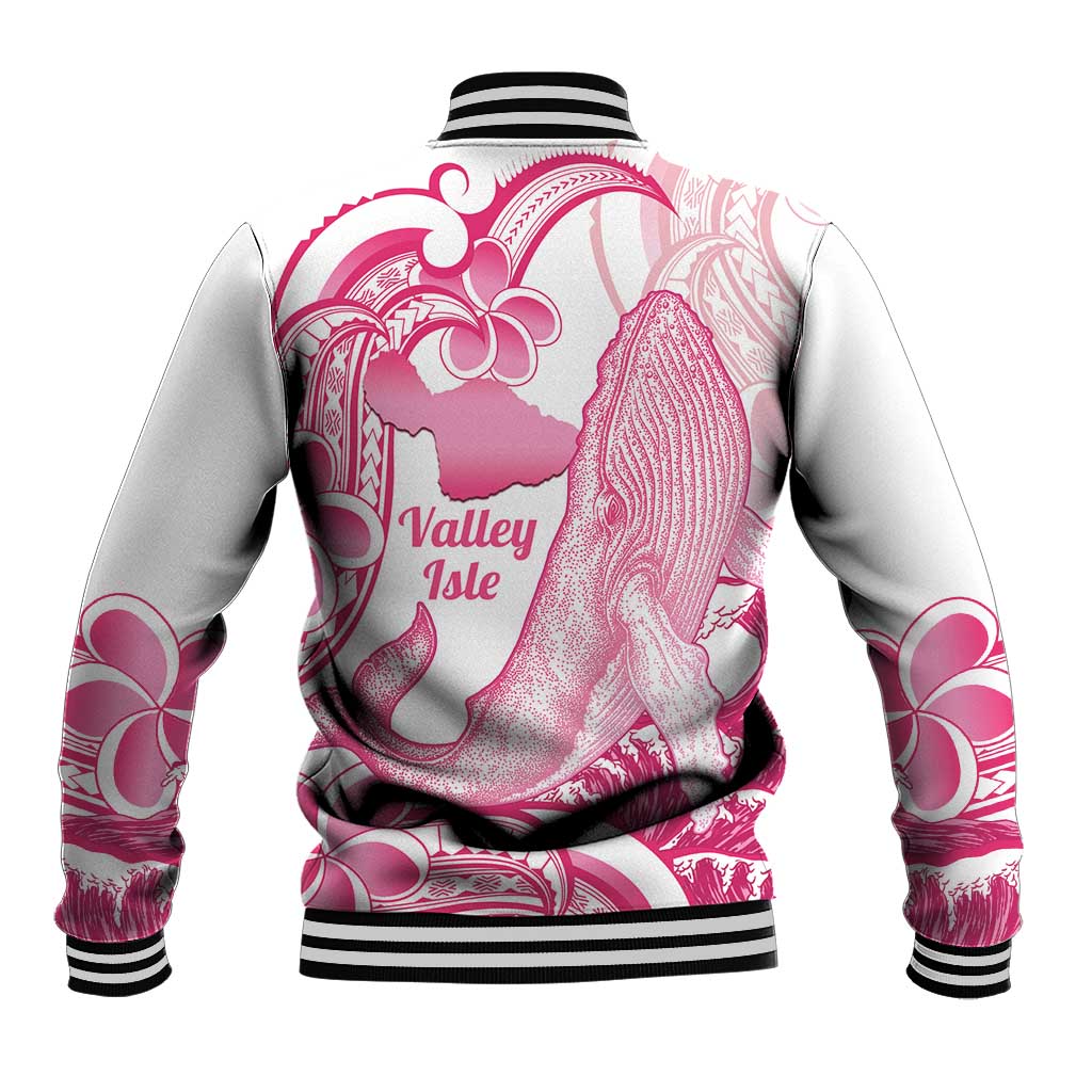 Aloha Hawaii Maui Baseball Jacket Valley Isle Humpback Whale White