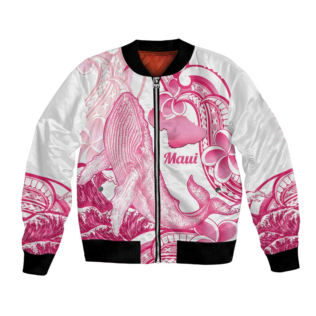 Aloha Hawaii Maui Bomber Jacket Valley Isle Humpback Whale White
