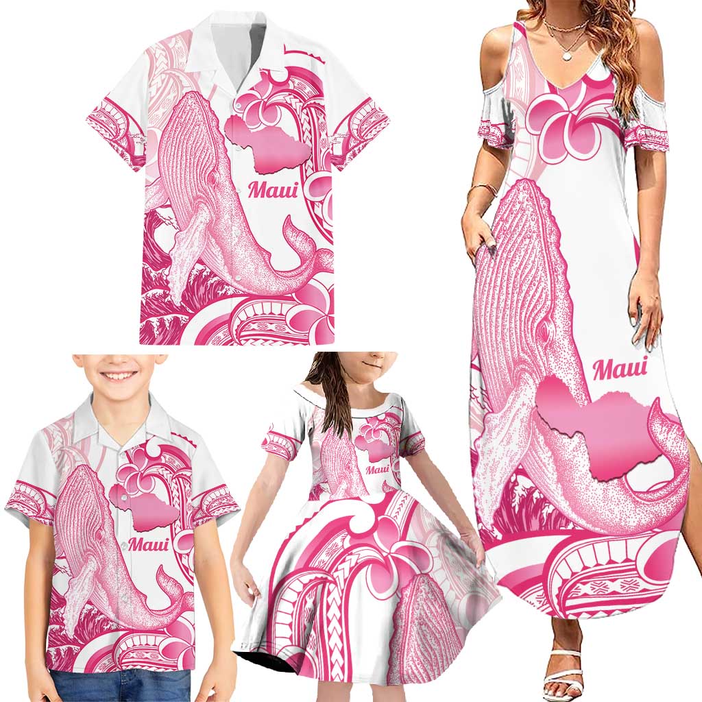 Aloha Hawaii Maui Family Matching Summer Maxi Dress and Hawaiian Shirt Valley Isle Humpback Whale White