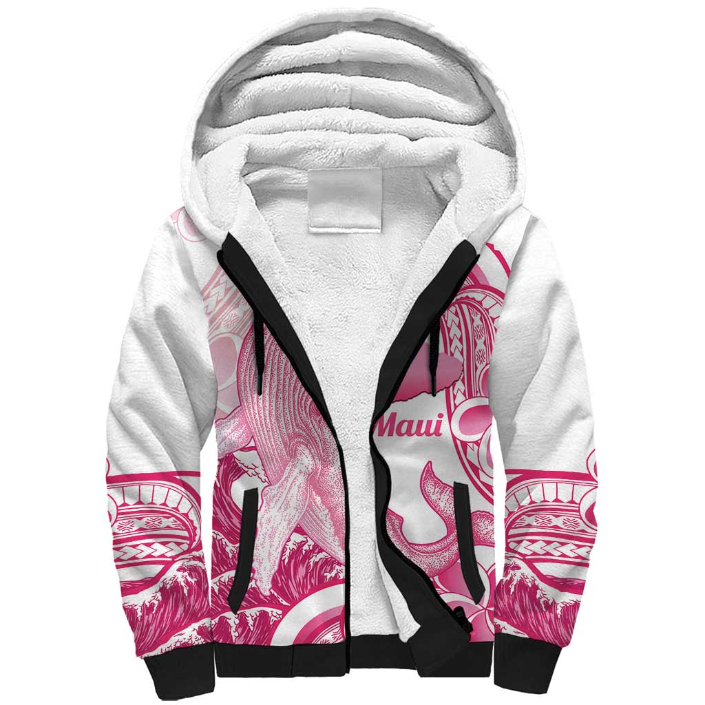 Aloha Hawaii Maui Sherpa Hoodie Valley Isle Humpback Whale White