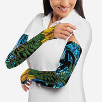 Turquoise New Zealand Kowhai And Piwakawaka Arm Sleeves Maori Ngaru Paua Shell - Polynesian Pride