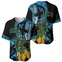 Turquoise New Zealand Kowhai And Piwakawaka Baseball Jersey Maori Ngaru Paua Shell