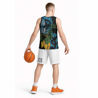 Turquoise New Zealand Kowhai And Piwakawaka Basketball Jersey Maori Ngaru Paua Shell - Polynesian Pride