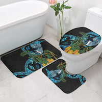 Turquoise New Zealand Kowhai And Piwakawaka Bathroom Set Maori Ngaru Paua Shell - Polynesian Pride