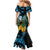 Turquoise New Zealand Kowhai And Piwakawaka Family Matching Mermaid Dress and Hawaiian Shirt Maori Ngaru Paua Shell