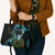 Turquoise New Zealand Kowhai And Piwakawaka Leather Bag Maori Ngaru Paua Shell - Polynesian Pride
