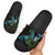 Turquoise New Zealand Kowhai And Piwakawaka Slide Sandals Maori Ngaru Paua Shell - Polynesian Pride