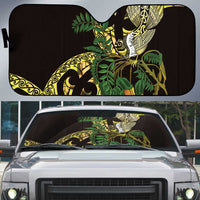 Yellow New Zealand Kowhai And Piwakawaka Auto Sun Shade Maori Ngaru Paua Shell - Polynesian Pride