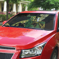 Yellow New Zealand Kowhai And Piwakawaka Auto Sun Shade Maori Ngaru Paua Shell - Polynesian Pride