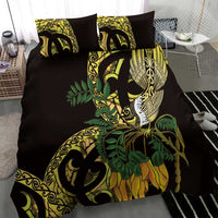 Yellow New Zealand Kowhai And Piwakawaka Bedding Set Maori Ngaru Paua Shell