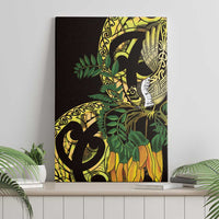 Yellow New Zealand Kowhai And Piwakawaka Canvas Wall Art Maori Ngaru Paua Shell LT14 - Polynesian Pride