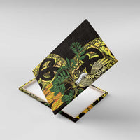 Yellow New Zealand Kowhai And Piwakawaka Canvas Wall Art Maori Ngaru Paua Shell LT14 With Frame Yellow - Polynesian Pride