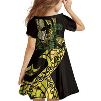Yellow New Zealand Kowhai And Piwakawaka Family Matching Puletasi and Hawaiian Shirt Maori Ngaru Paua Shell LT14 - Polynesian Pride
