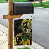 Yellow New Zealand Kowhai And Piwakawaka Garden Flag Maori Ngaru Paua Shell