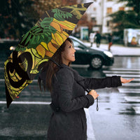 Yellow New Zealand Kowhai And Piwakawaka Umbrella Maori Ngaru Paua Shell - Polynesian Pride