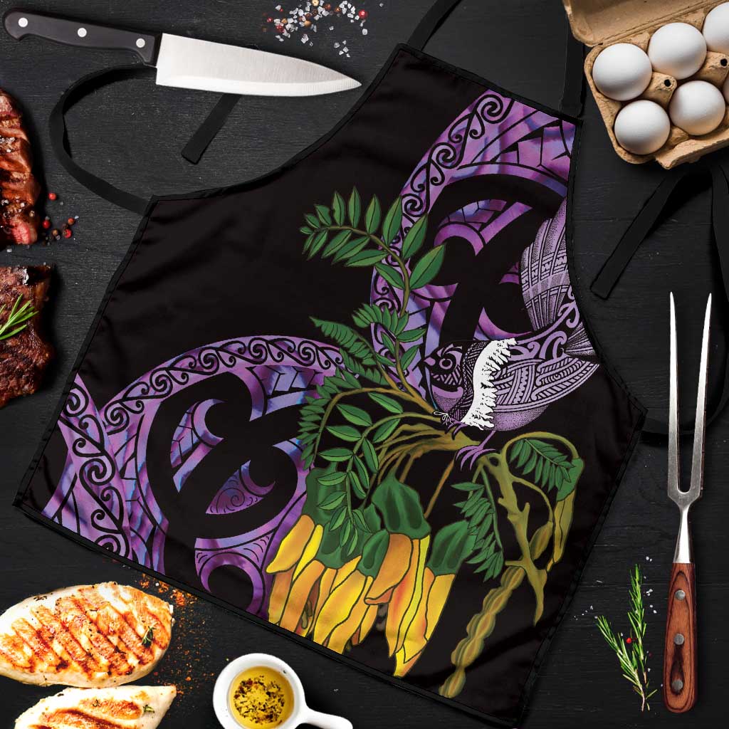 Purple New Zealand Kowhai And Piwakawaka Apron Maori Ngaru Paua Shell - Polynesian Pride