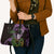 Purple New Zealand Kowhai And Piwakawaka Leather Bag Maori Ngaru Paua Shell - Polynesian Pride