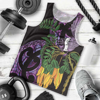 Purple New Zealand Kowhai And Piwakawaka Men Tank Top Maori Ngaru Paua Shell LT14 - Polynesian Pride