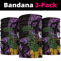 Purple New Zealand Kowhai And Piwakawaka Neck Gaiter Maori Ngaru Paua Shell - Polynesian Pride