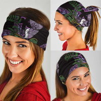 Purple New Zealand Kowhai And Piwakawaka Neck Gaiter Maori Ngaru Paua Shell - Polynesian Pride