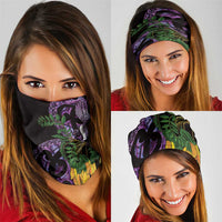 Purple New Zealand Kowhai And Piwakawaka Neck Gaiter Maori Ngaru Paua Shell - Polynesian Pride
