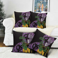 Purple New Zealand Kowhai And Piwakawaka Pillow Cover Maori Ngaru Paua Shell - Polynesian Pride